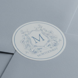 Oud-Bloemig Monogram Ronde Sticker