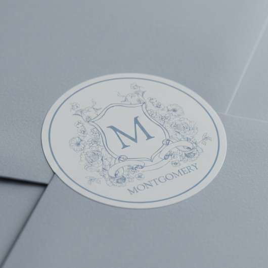 Oud-Bloemig Monogram Ronde Sticker