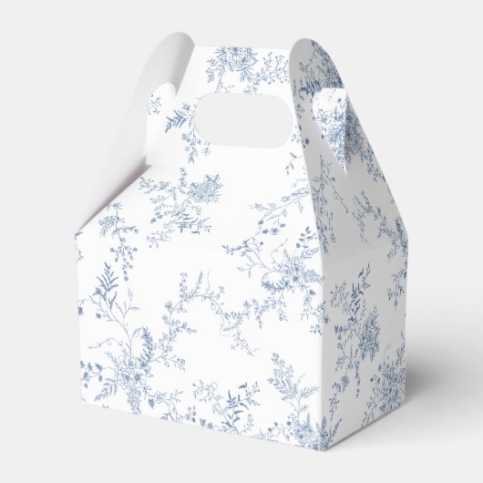 Oud-Bloemige Franse Blauwe Trouw Monogram Bedankdoosjes (Achterkant)