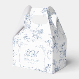 Oud-Bloemige Franse Blauwe Trouw Monogram Bedankdoosjes