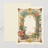 Oud-Bloemmotief Art Nouveau Bruidsdouche Bedankkaart (Voorkant / Achterkant)