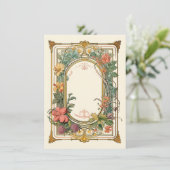 Oud-Bloemmotief Art Nouveau Bruidsdouche Bedankkaart (Staand voorkant)