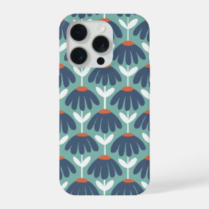 Oud Bloemmotief Blauw & Rood iPhone 15 Pro Case