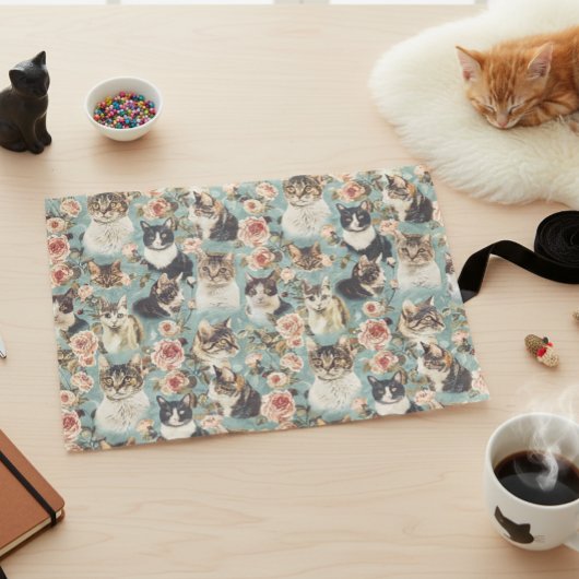 Oud Bloemmotief Kat Bloempatroon Tissuepapier