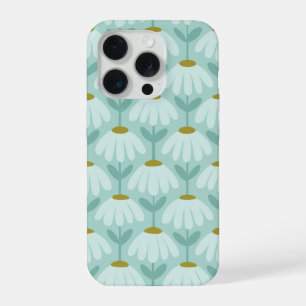 Oud Bloemmotief Tealblauw & Olijfgroen iPhone 15 Pro Case