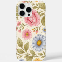 Oud Bloempatroon met Rozen en Madeliefjes