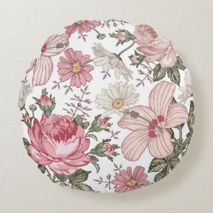 Oud bloempatroon met rozen rond kussen