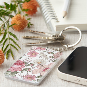 Oud bloempatroon met rozen sleutelhanger