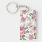 Oud bloempatroon met rozen sleutelhanger (Voorkant)