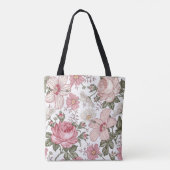 Oud bloempatroon met rozen tote bag (Achterkant)