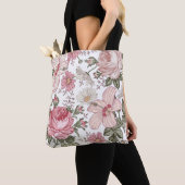 Oud bloempatroon met rozen tote bag (Dichtbij)