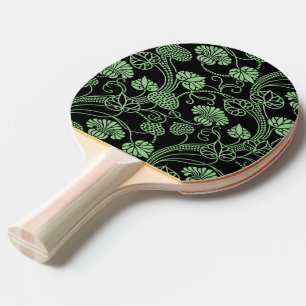Oud bloempatroon zwart en groen tafeltennisbatje