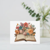  oud boek en tuinbloemen briefkaart (Staand voorkant)