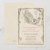 Oud boek sprookjesachtige huwelijksuitnodiging kaart (Voorkant / Achterkant)