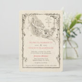 Oud boek sprookjesachtige huwelijksuitnodiging kaart (Staand voorkant)