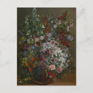 Oud boeket bloemen in een vaas door Courbet Briefkaart
