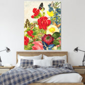Oud boeket vlinders omwikkeld canvas afdruk (Insitu (Slaapkamer))