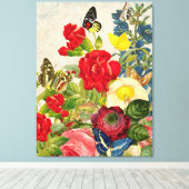 Oud boeket vlinders omwikkeld canvas afdruk (Insitu (Houten vloer))