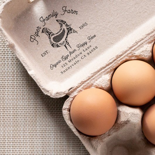 Oud boerderij eierkartonnen met afbeelding van rod rubberstempel