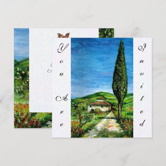 OUD BOERDERIJ HUIS IN CHIANTI, blauw groen rood wi Kaart (Voorkant / Achterkant)