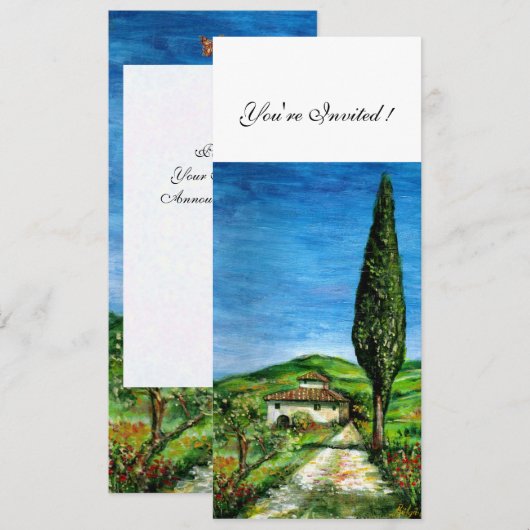 OUD BOERDERIJ HUIS IN CHIANTI, blauw groen rood wi Kaart (Voorkant / Achterkant)