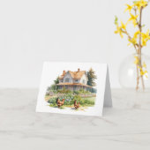 Oud Boerderij Huis met Kippen Kaart (Gele Bloem)