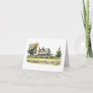 Oud Boerderij Huis met Picket Fence Blank Groeten Kaart