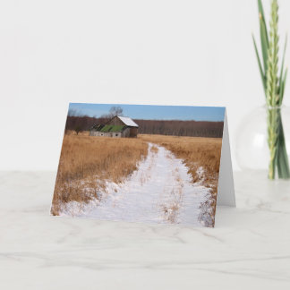 Oud Boerderij in de winter Feestdagen Kaart