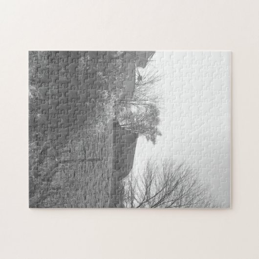 Oud Boerderij in zwart-wit Legpuzzel (Horizontaal)