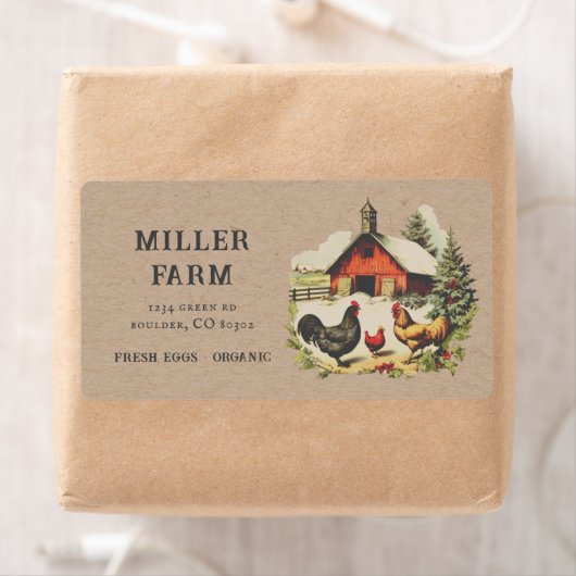 Oud boerderij-kracht script eierdoos label (Insitu)