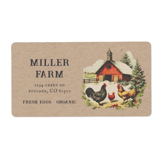 Oud boerderij-kracht script eierdoos label (Voorkant)