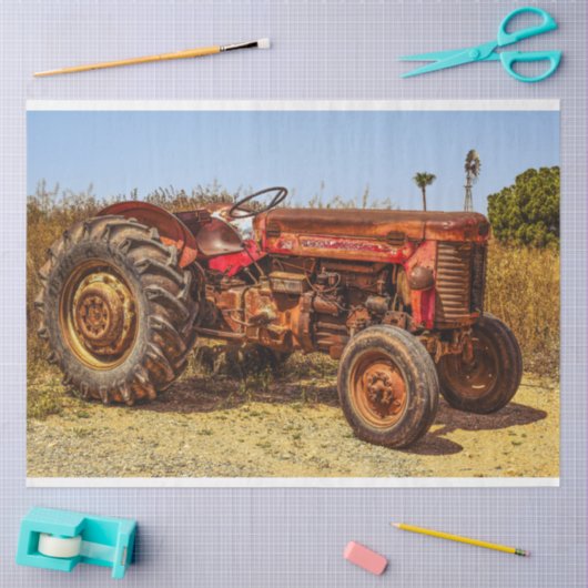 Oud Boerderij tractor  deklaagpapier Tissuepapier (Craft)