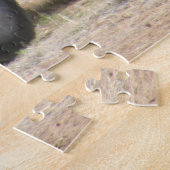 Oud boerderij trekker, oranje en groen legpuzzel (Zijkant)