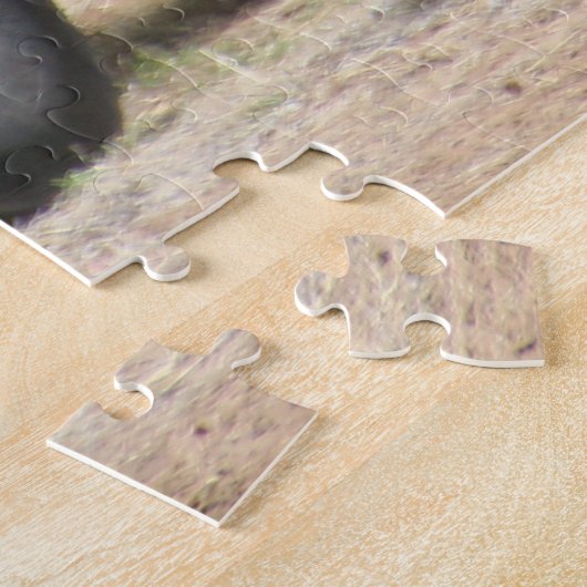 Oud boerderij trekker, oranje en groen legpuzzel (Zijkant)