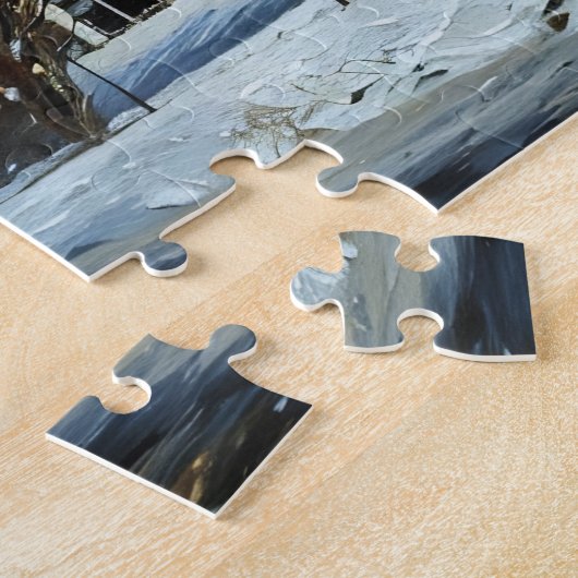 Oud Boerderijen huis met wortelkelder winterscène Legpuzzel (Zijkant)