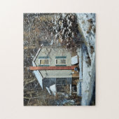 Oud Boerderijen huis met wortelkelder winterscène Legpuzzel (Verticaal)