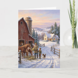 Oud-Boeren-Kerstdag: Vader & Zoon Feestdagen Kaart