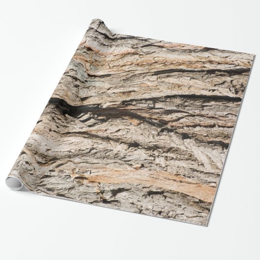 Oud boomstampatroon cadeaupapier (Uitgerold)