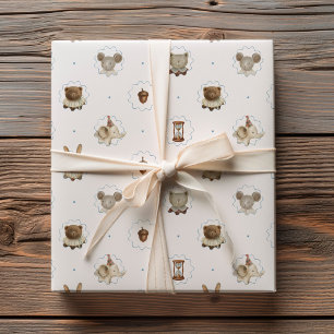 Oud bosdieren watercolorpatroon cadeaupapier