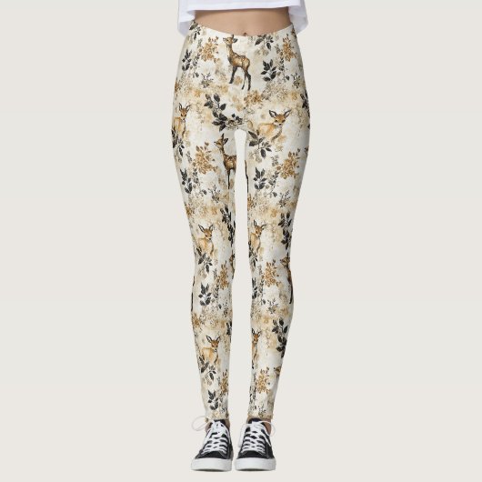 Oud bosland hertenpatroon leggings (Voorkant)