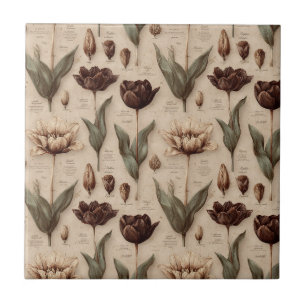 Oud botanisch bloemmotief (6) tegeltje