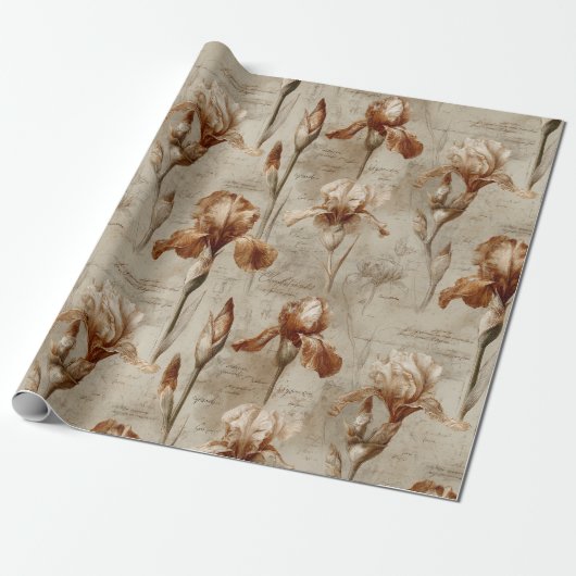 Oud botanisch bloempatroon (4) cadeaupapier (Uitgerold)