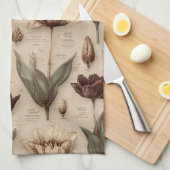 Oud botanisch bloempatroon (6) theedoek (Quarter Fold)