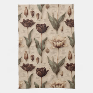 Oud botanisch bloempatroon (6) theedoek