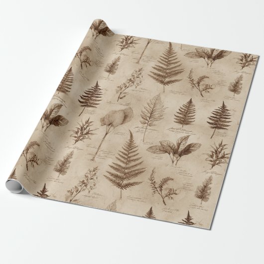 Oud botanisch bloempatroon (7) cadeaupapier (Uitgerold)