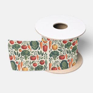 Oud botanisch groentetuinpatroon satijnen lint
