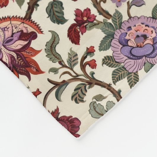 Oud botanisch paisley fleece deken (Hoek)