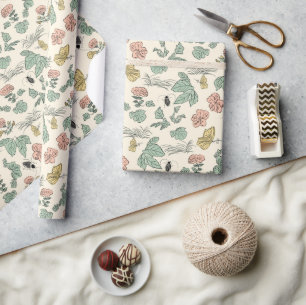 Oud botanisch patroon met vlinders en bijen cadeaupapier
