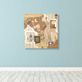 Oud botanisch plakboek collage antieke wand canvas afdruk (Insitu (Houten vloer))