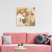 Oud botanisch plakboek collage antieke wand canvas afdruk (Insitu (Woonkamer))